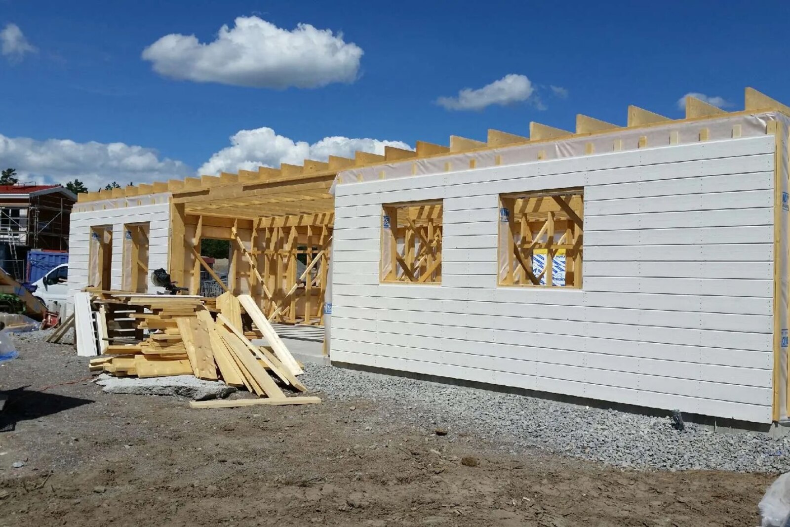 Nyproduktion av hus under uppförande, av Arbetslag Bygg